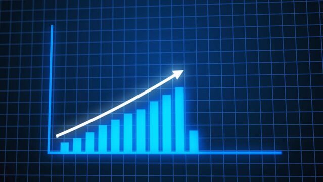Animated business graph chart with grid lines background video. 4K resolution
