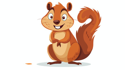 Cartoon happy squirrel on white background flat vector