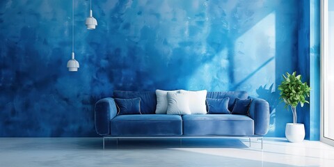 Modern Interior decoration concept with interior design blue