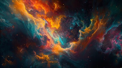 Abstract cosmic nebula with vibrant colors - obrazy, fototapety, plakaty