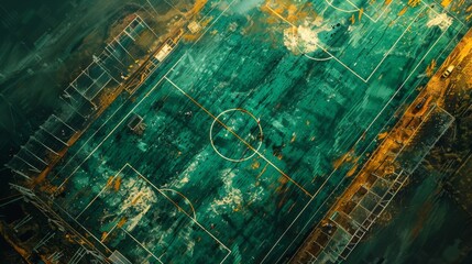 Abstractly illustrated, the texture of a soccer field comes to life