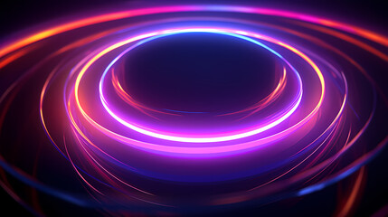 Obraz premium Glowing neon circles modern abstract background