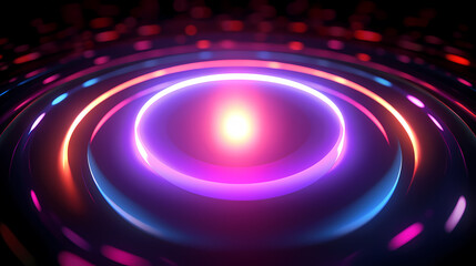 Obraz premium Glowing neon circles modern abstract background