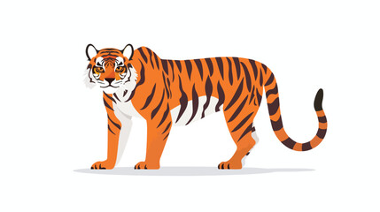 Cartoon tiger isolated on white background flat vector