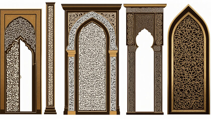 Set of   Islamic door and window shapes colorful background - obrazy, fototapety, plakaty