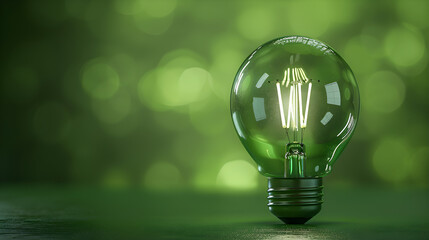 Green eco friendly lightbulb representing environmental sustainability and green energy. Suitable for Earth Day promotions and conservation campaigns.