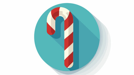 Christmas candy cane flat icon with long shadow  flat