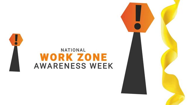 National work zone awareness week. yellow color ribbon wave motion.

