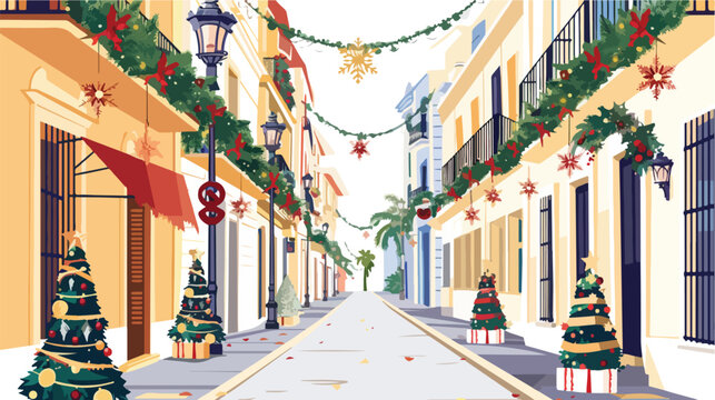Christmas decorations on the streets of Malaga city A