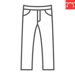 Pants line icon, clothes and shopping, trousers vector icon, vector graphics, editable stroke outline sign, eps 10.