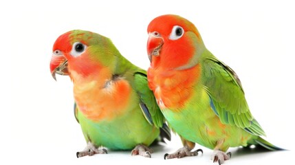 Fototapeta premium Two Vibrant Lovebirds Sharing a Perch in Perfect Harmony Generative AI