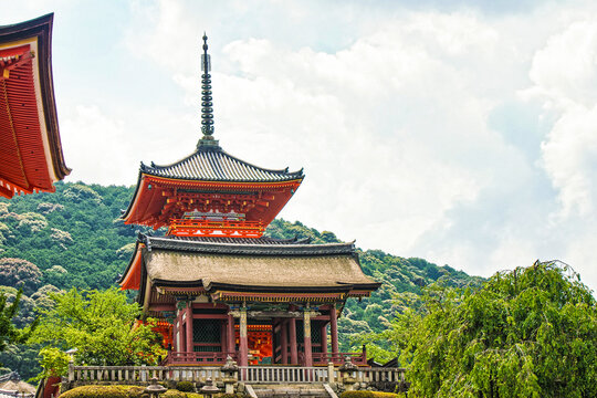 Elevated Spirituality: Kiyomizu-dera (Kiyomizu Temple)'s Sanjunoto Pagoda and Saimon (West Gate) Overlooking Kyoto, July 2015