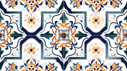 Stof per meter Close up traditional Lisbon ceramic tiles flat vector © RedFish
