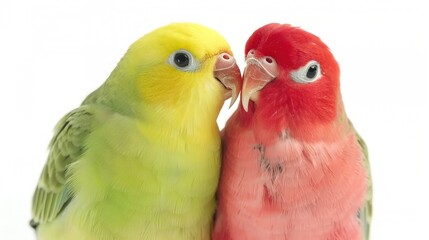 Fototapeta premium Two Vibrant Lovebirds Sharing a Perch in Perfect Harmony Generative AI