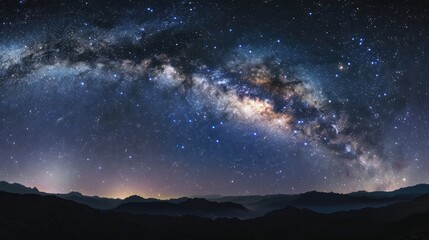 Fototapeta premium Stellar Majesty: A Panoramic View of the Milky Way's Arc - Generative AI