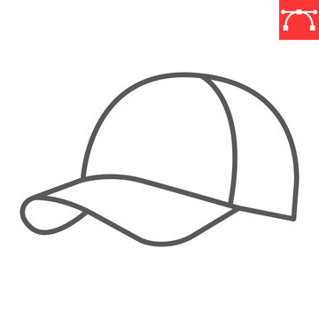 recommend clip art: Baseball hat line icon, clothes and headwear, baseball cap vector icon, vector graphics, editable stroke outline sign, eps 10.