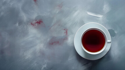 Zbliżenie filiżankę wyśmienitej herbaty na jednolitym tle - obrazy, fototapety, plakaty