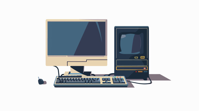 Color vector image. Computer monitor and system unit