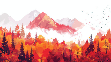 Colorful autumn landscape. Autumn season with red maj - obrazy, fototapety, plakaty