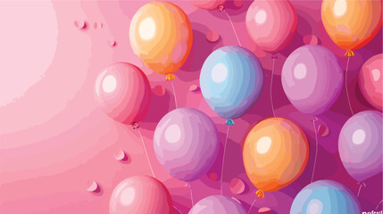 Colorful realistic mat helium balloons floating on pi - obrazy, fototapety, plakaty