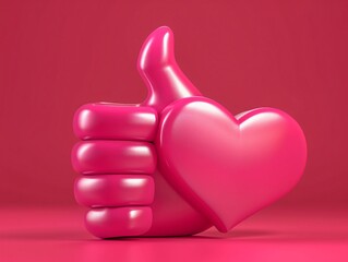 a pink thumb up and a heart