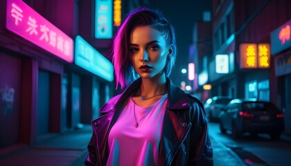 woman in night city