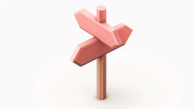 a pink signpost with two arrows