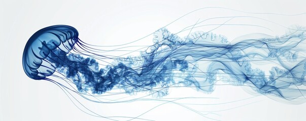 Abstract blue jellyfish illustration