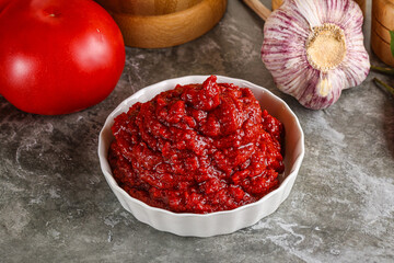 Natural organic red tomato paste