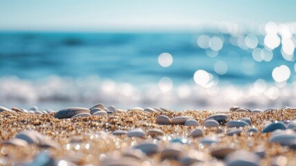 Golden Sands and Sunlit Waves: A Serene Beach Bokeh Dreamscape - Generative AI