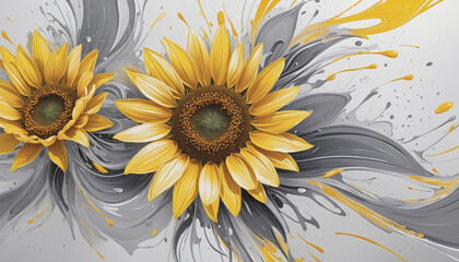 combining sunflower yellow and misty gray in an abstract futuristic texture isolated on a transparent background colorful background,  