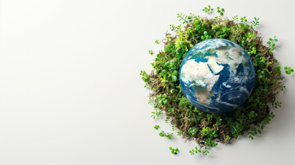 Earth Day concept displayed creatively on white background,