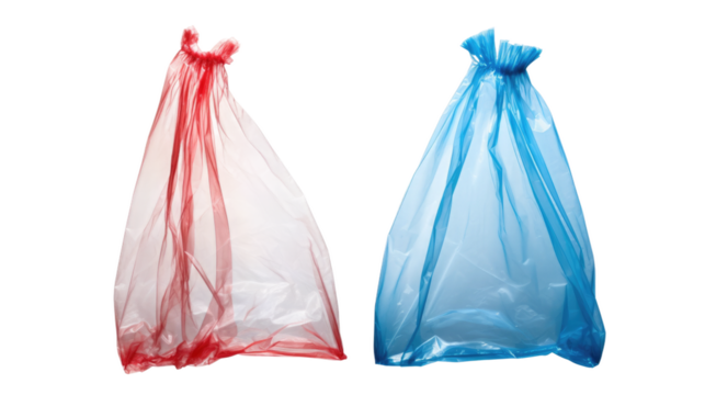 Plastic Pals: Two Bags in Tandem. On a Clear PNG or White Background.