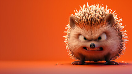 an illustration of an emotional hedgehog on a monochrome background - obrazy, fototapety, plakaty