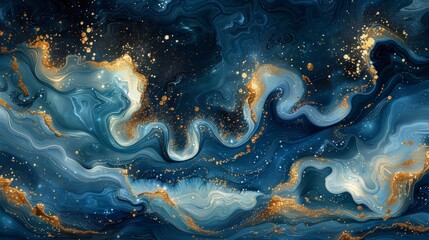 Abstract blue and gold marble texture