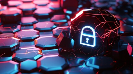 a close up of a black cube with a lock icon