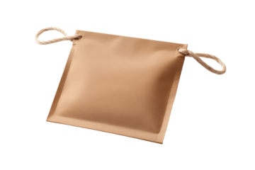 Bound Journey: A Brown Paper Bag Secured With Twine. On a Clear PNG or White Background.