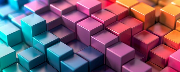 Colorful 3D cubes background with depth of field
