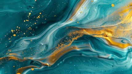 Abstract blue and gold fluid art texture