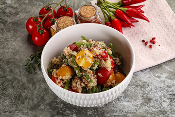 Vegan boiled quinoa with vegetables