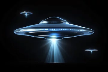Runde Alu-Dibond Bilder UFO a group of ufos in the sky