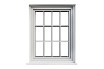 Modern and minimal house window for interior decoration isolated on background, open office glass window frame.
