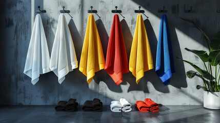 Spark joy in fitness enthusiasts with a collection of blank label gym towel mockups, ideal for showcasing absorbent fabrics and motivational designs