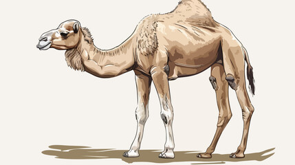 Camel  hand drawn vector illustration isolated Flat