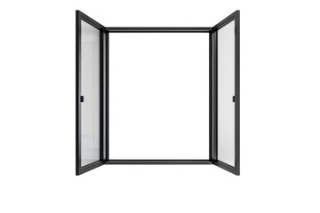 Modern and minimal house window for interior decoration isolated on background, open office glass window frame. © TANATPON