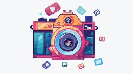 Camera social media icon isolated Flat vector 