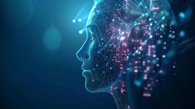 Human Head With Network of Dots