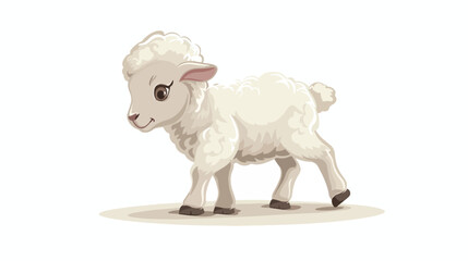 Cartoon funny baby lamb on white background Flat vector