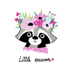 Vector illustration with cute raccoon - 772837797