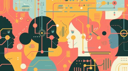 Obraz premium Intersection of Human and Artificial Intelligence in Modern Technology